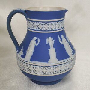 Rare Antique Wedgwood Blue Jasperware Creamer – Timeless Neoclassical Elegance!”